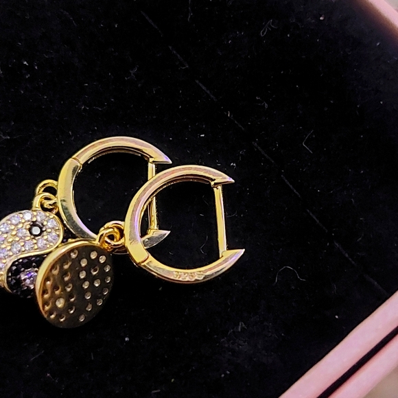 ☯️ Yin and Yang Earrings 925 Silver 18K Gold Plated - Picture 7 of 7